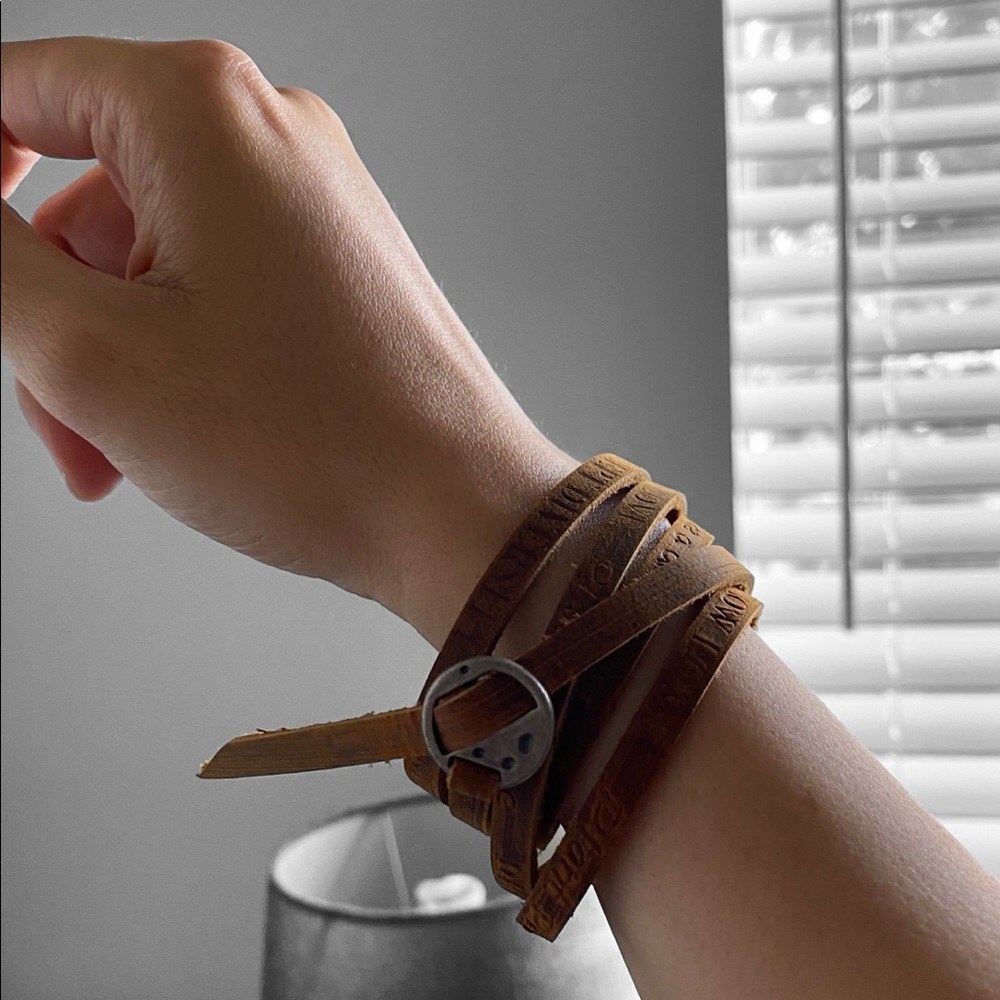 Genuine Leather Bohemian Wrap Bracelet Rustic Boho Cuff Walnut Brown